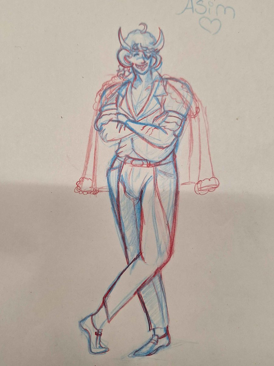 DoodleDuncan's tweet photo. My big Jacob's Sheep man is finally getting a full body drawing. #doodle #drawing #oc #originalcharacter #sketch https://t.co/SUIplC5IcX