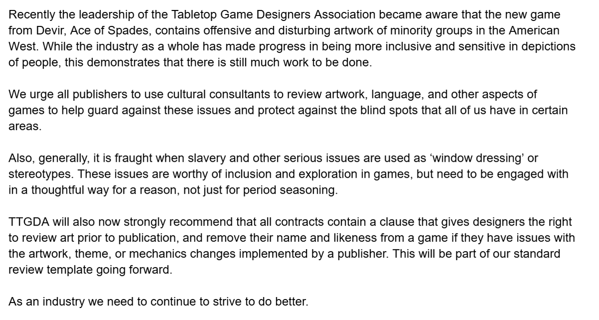 TTGDA statement about sensitivity around art depictions in games.
