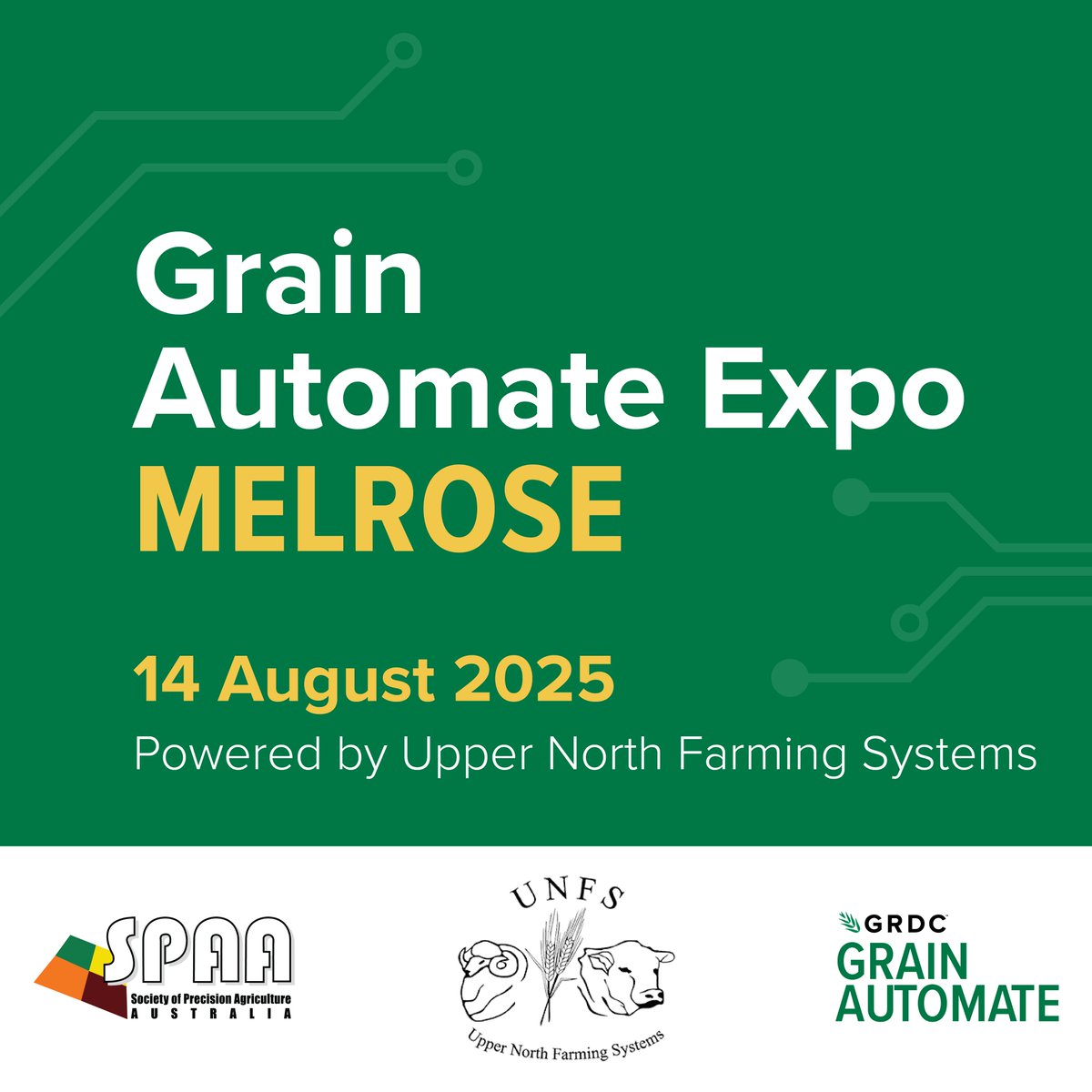 PrecisionAgAus(SPAA) (@spaa_inc) on Twitter photo Melrose, we’re bringing the #GrainAutomate regional expo series home!
📅 Thu 14 Aug | Melrose Showground
#GrainAutomate workshop, practical automation tips, real farm examples, tech demos, future-focused panel. Register: lnkd.in/g8X5bv6X
#GRDC #UNFS #AgTech #GrainAutomate Melrose, we’re bringing the #GrainAutomate regional expo series home!
📅 Thu 14 Aug | Melrose Showground
#GrainAutomate workshop, practical automation tips, real farm examples, tech demos, future-focused panel. Register: lnkd.in/g8X5bv6X
#GRDC #UNFS #AgTech #GrainAutomate