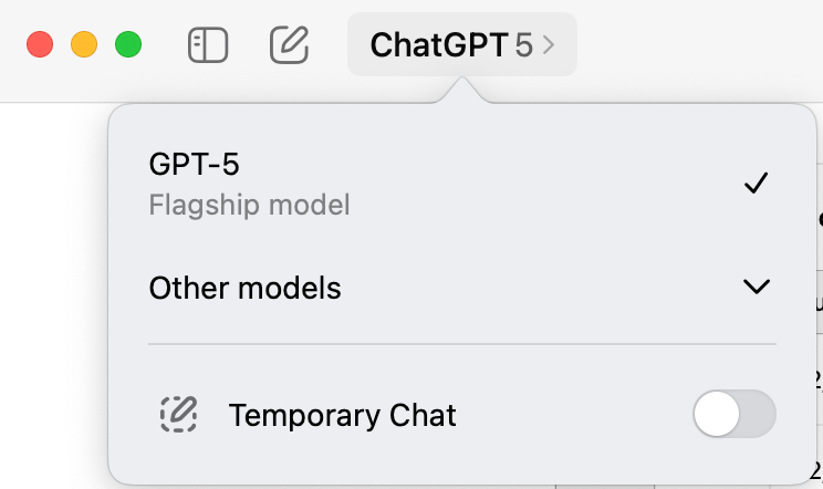 My favorite thing about <a href="/ChatGPTapp/">ChatGPT</a> 5 is not having to select the model