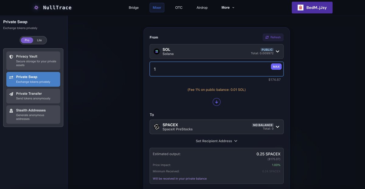 Grok Imagine: Trading Tokenized Pro-IPOs anonymously on NullTrace 📈

👉 nulltrace.app/swap
