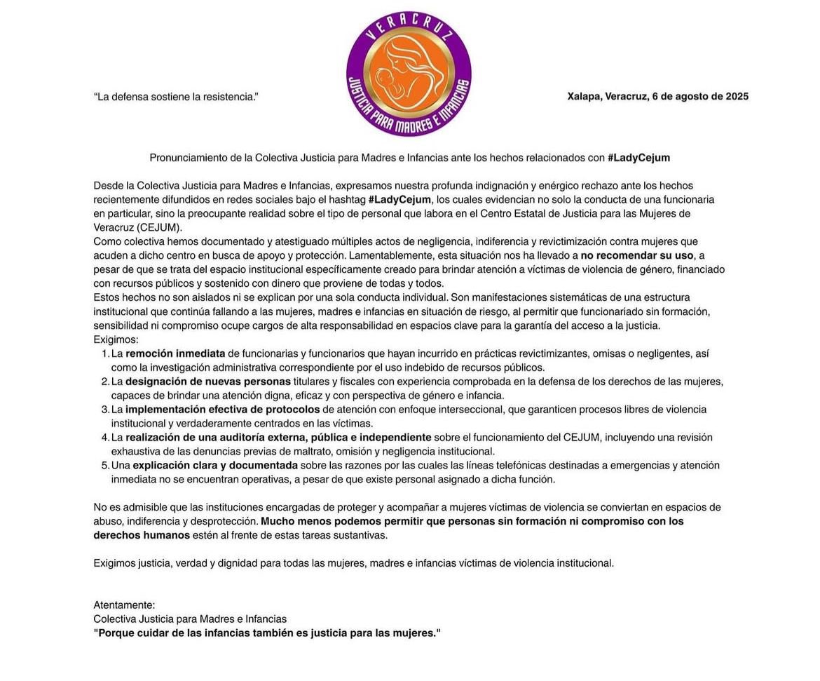 Mujeres Unidas Jalisco (@jaliscouni25734) on Twitter photo Nos unimos al pronunciamiento de nuestras hermanas de Veracruz; pedimos la intervención de <a href="/CitlaHM/">Citlalli Hernández Mora</a> <a href="/Claudiashein/">Claudia Sheinbaum Pardo</a> <a href="/ONUMujeresMX/">ONU Mujeres México</a> <a href="/GobiernoVer/">Gobierno de Veracruz</a> Nos unimos al pronunciamiento de nuestras hermanas de Veracruz; pedimos la intervención de <a href="/CitlaHM/">Citlalli Hernández Mora</a> <a href="/Claudiashein/">Claudia Sheinbaum Pardo</a> <a href="/ONUMujeresMX/">ONU Mujeres México</a> <a href="/GobiernoVer/">Gobierno de Veracruz</a>