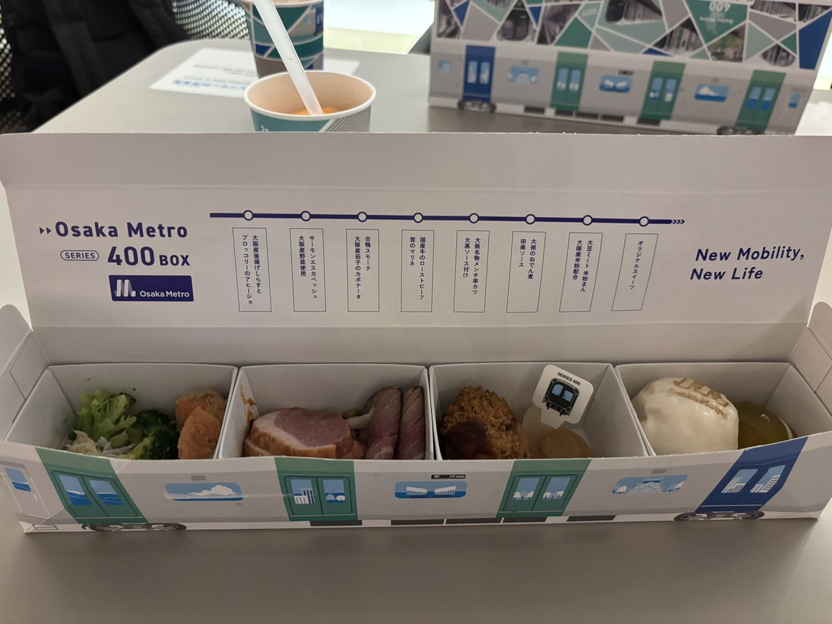 万博限定
中央線のお弁当かわいい☺️

大阪ヘルスケアパビリオンの飲食ブースで買えるよ✨