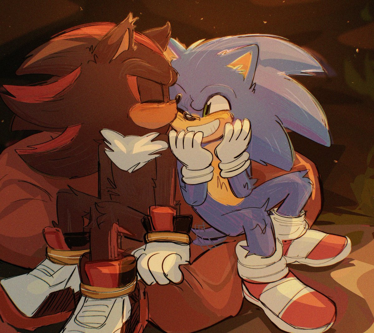 pollendotberry's tweet image. Secret kisses on the cave bean bag.... (；ω；｀*) #SonicTheHedgehog #ShadowTheHedgehog #sonadow