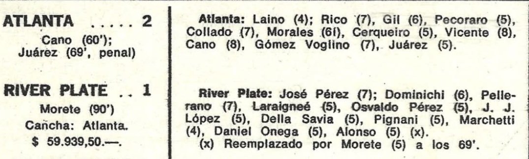 PCioccale's tweet image. El 8/8/1971 hace 54 años en #VillaCrespo @atlantaoficial le ganaba 2 a 1 a @RiverPlate
Por la 26° f. del Campeonato Metropolitano. 
#Detalle hacía su debut en 1°ra de @River, Norberto Osvaldo Alonso.

@AtlantaRetro @elshowdeatlanta
@DelirioBohemio @notiatlanta
@AtaqueFutbolero
