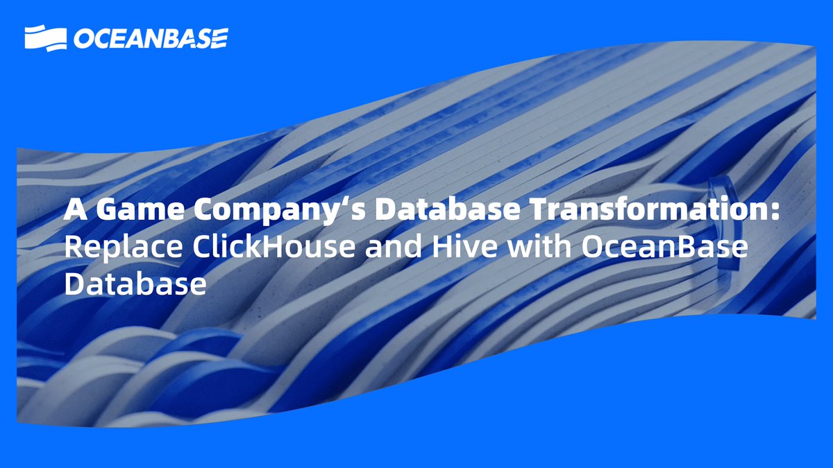 OceanBaseDB's tweet image. 🎮 From T+1 Data Warehouse Architecture to Real-time Performance
Game studio transformed ClickHouse + Hive to #OceanBase HTAP: 286× faster queries, real-time performance, zero data loss.
Full story 👉 en.oceanbase.com/blog/200898324…