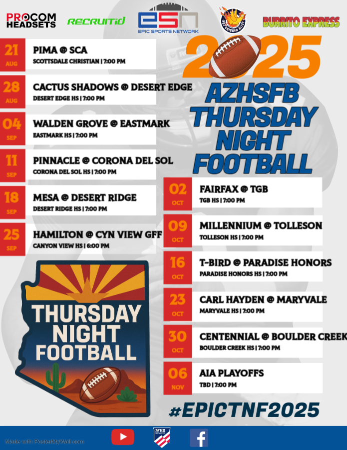 Two weeks from tonight! We kickoff another season of Thursday Night Football! Make plans to join us! 🏜️🏈🔥 Stay tuned for more TNF news coming soon... 😉#EpicTNF2025
