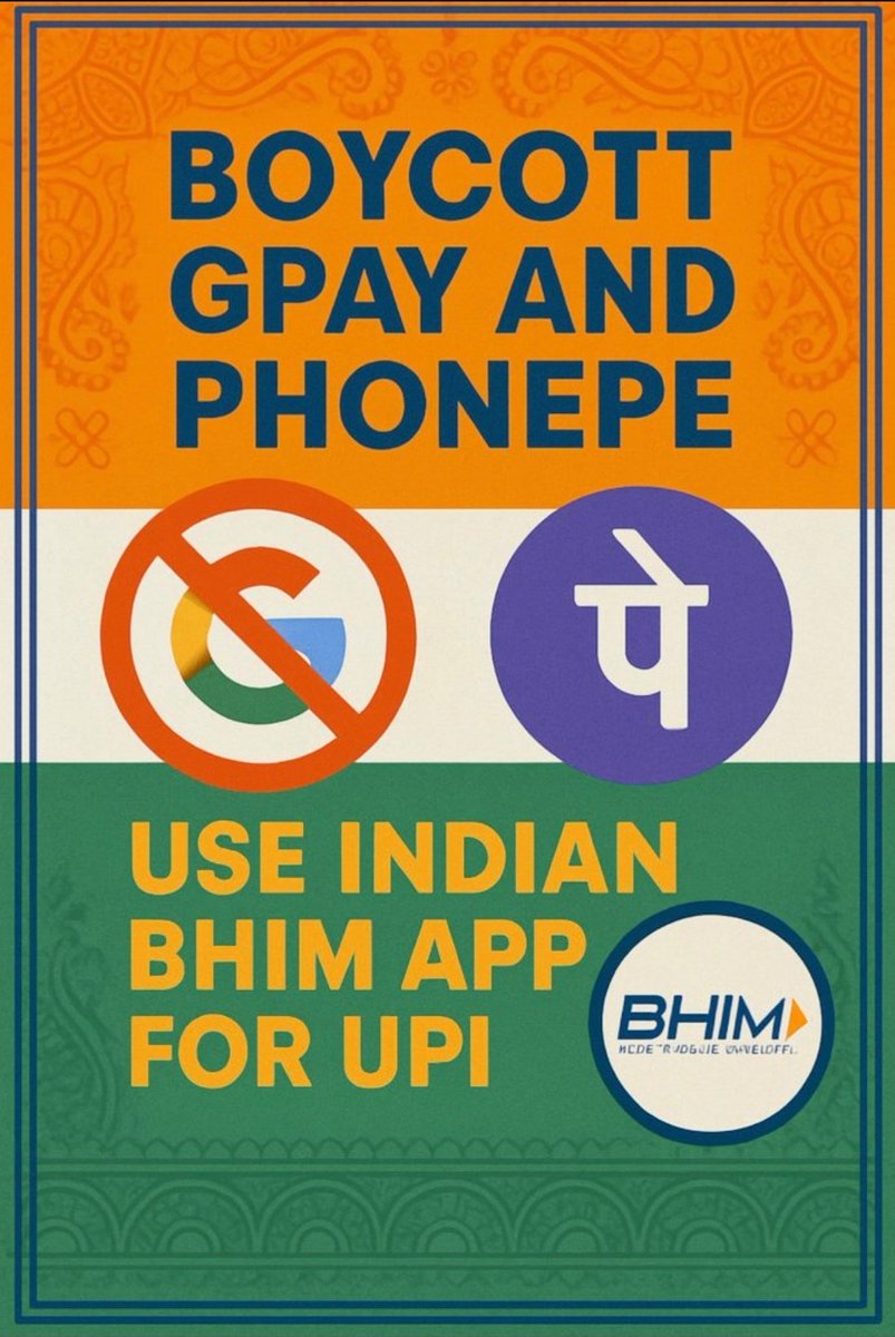 I stand for my country. 🙏
India stands United. 🤝

Boycott Google Pay &amp; Phone Pe ❌🚫

 #BoycottGPayAndPhonePe #GooglePay #PhonePe