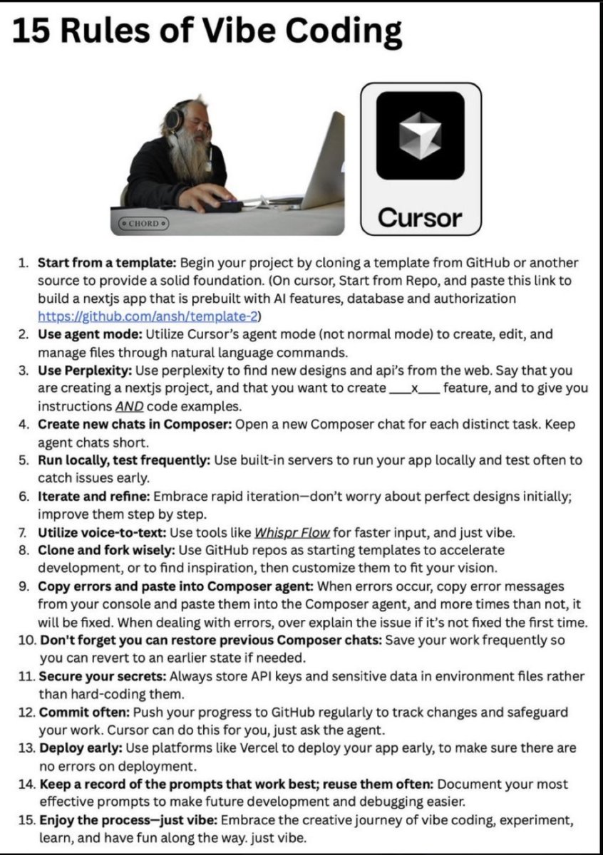 The 15 rules of Vibe Coding.