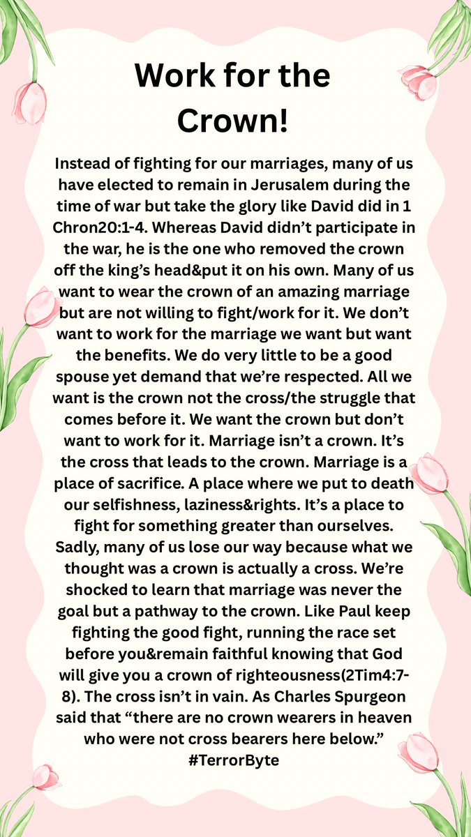 kamuteera's tweet image. Don&apos;t confuse your marriage (cross/path) with your destination(crown). Just because it&apos;s stormy now doesn&apos;t mean that you are not headed for sunshine. There is a crown that awaits you. #TerrorByte