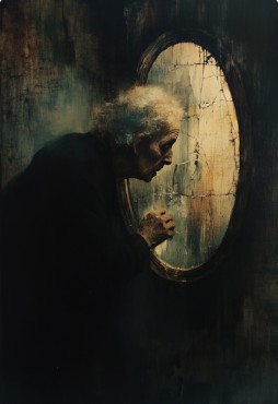 Rin_Artner's tweet image. She grew strong. She stayed silent.  
But the mirror always knew.  
The grief she hid found a voice—
not in her, but in the face staring back.

A quiet scream.  
A reflection crying when she couldn’t.

#DarkArt #EmotionalArt #MirrorReflection #AIart