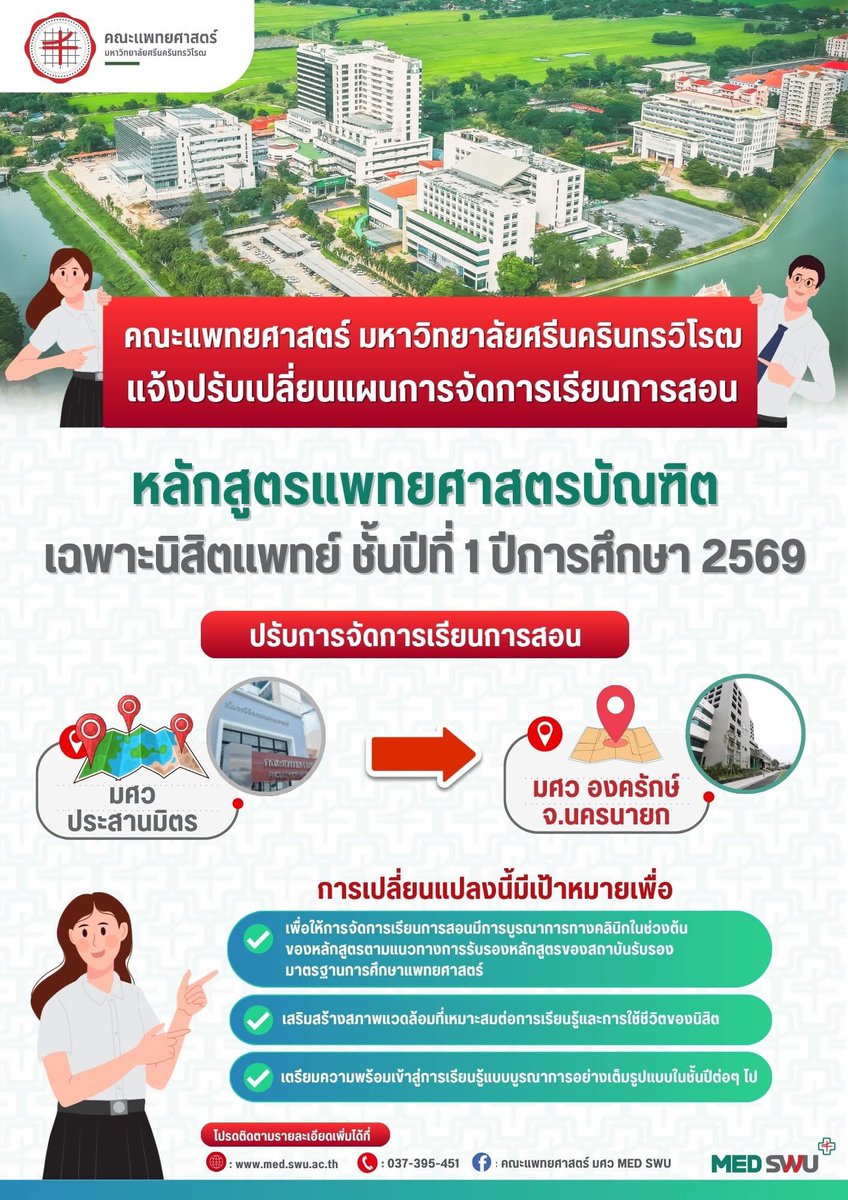 ปุกาดๆ คณะแพทย์ มศว รุ่น 42 เป็นต้นไป #dek69 จะย้ายไปเรียนองครักษ์แล้วนะคับ 🥲