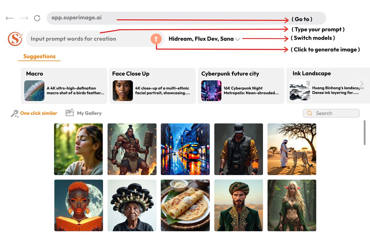 AISuperImage's tweet image. 🎨 SuperImage – Turning ideas into images
Just a few words, and AI brings them to life in stunning detail

From portraits and landscapes to food and fantasy worlds — every idea becomes reality

🚀 Creating images has never been this fast and easy!
#AI #SuperImageAI #AIArt
