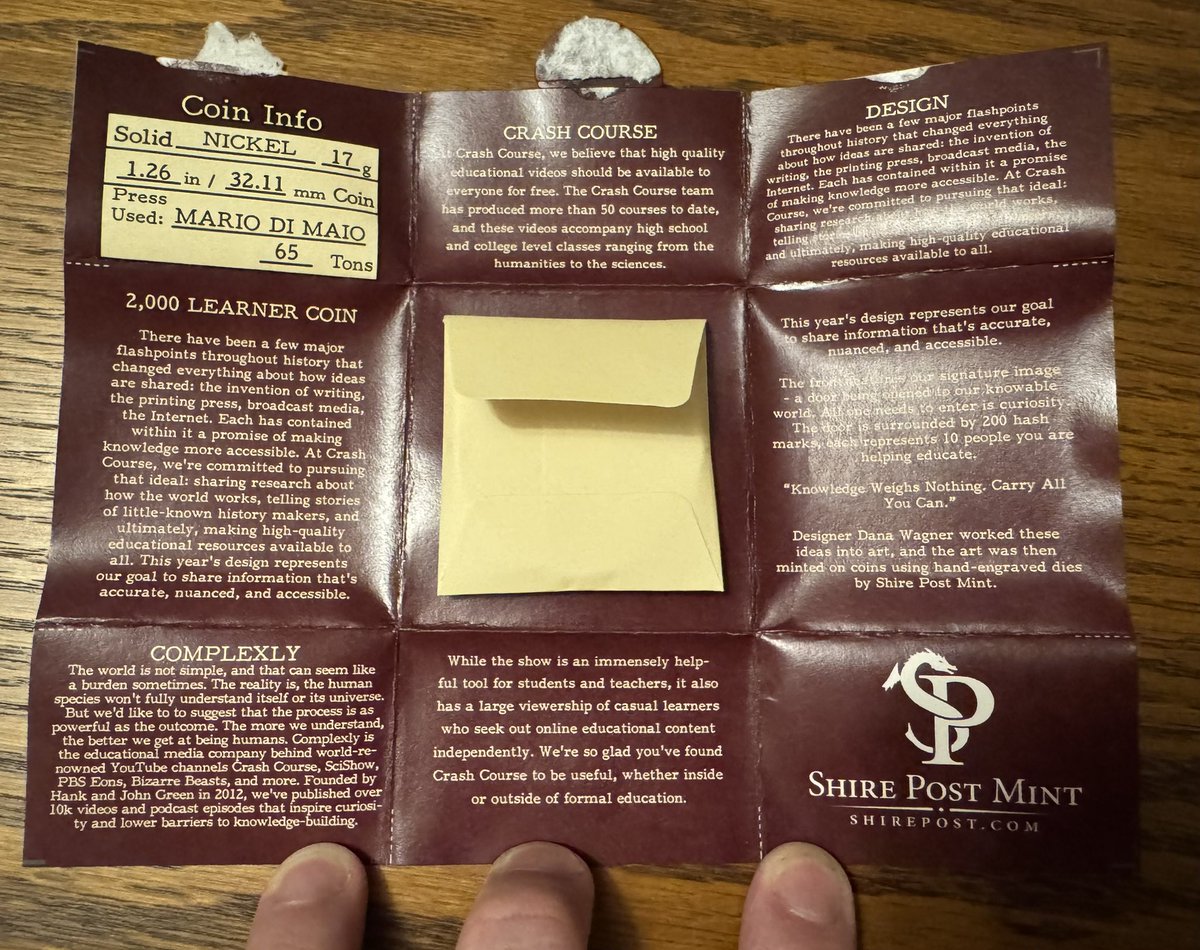 I continue to be impressed by the hard work that @shirepostmint &amp; @thecrashcourse put into these challenge coins for their annual fundraiser. I’m happy to help the cause regardless, but these certainly sweeten the deal.