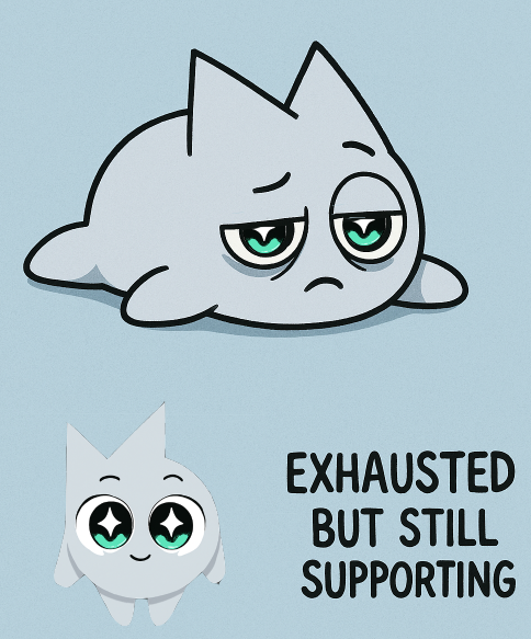 0xmrgn's tweet image. 💫 “EXHAUSTED BUT STILL SUPPORTING”  @irys_xyz  #Web3Community #MemeDrop #SupportSquad #DigitalMascot #OnchainVibes