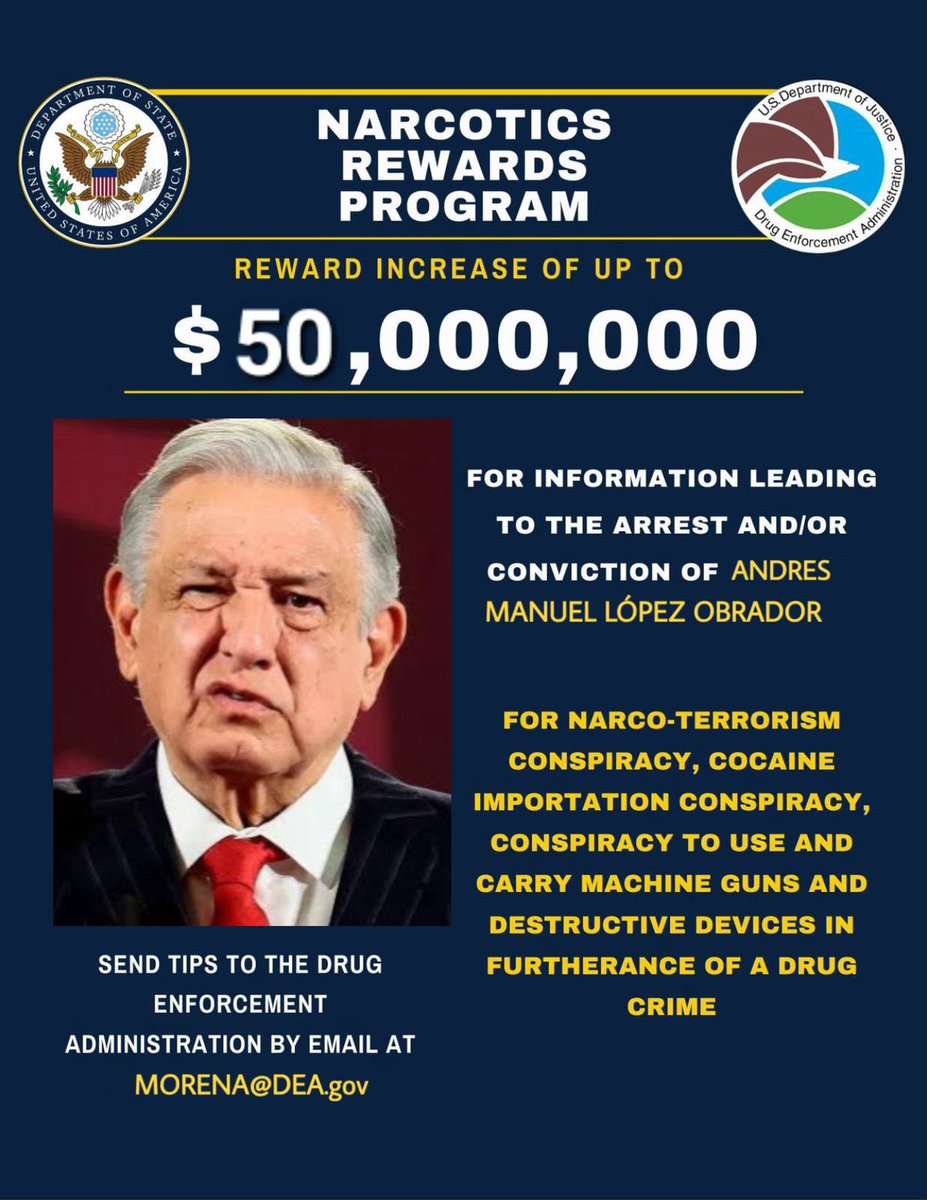 🔴 El Gobierno de EUA ofrece 50 millones por Nicolás Maduro . Y por este narco Huachicolero  cuando ?