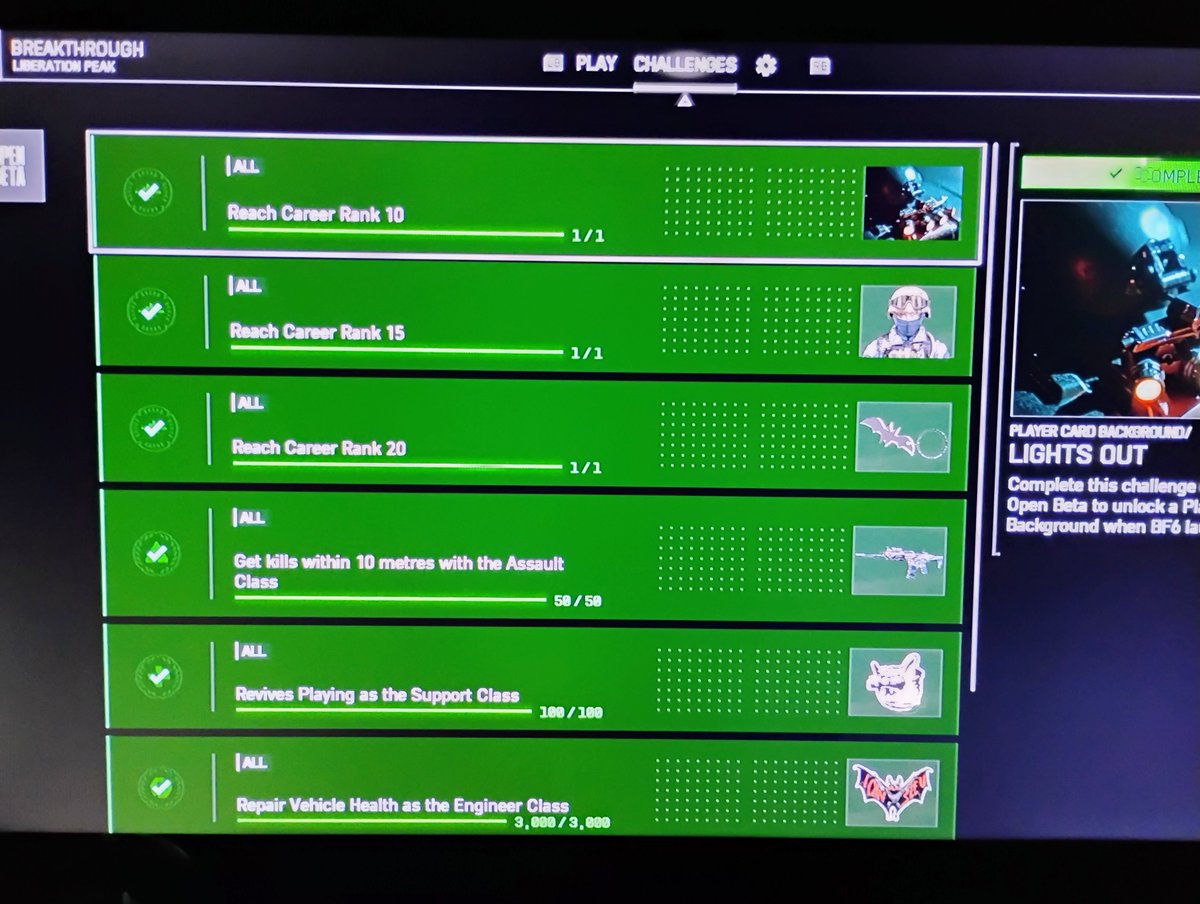BatmanWilliam (@batmanwilliam66) on Twitter photo Week 1 of the Battlefield 6 Open Beta challenges, completed! Check ✅ Including all Twitch rewards as well and Level max out at 20. <a href="/Battlefield/">Battlefield</a> <a href="/EA_DICE/">DICE</a> <a href="/EA/">Electronic Arts</a> #Battlefield6 #Battlefield #Battlefield6beta #Bf Week 1 of the Battlefield 6 Open Beta challenges, completed! Check ✅ Including all Twitch rewards as well and Level max out at 20. <a href="/Battlefield/">Battlefield</a> <a href="/EA_DICE/">DICE</a> <a href="/EA/">Electronic Arts</a> #Battlefield6 #Battlefield #Battlefield6beta #Bf