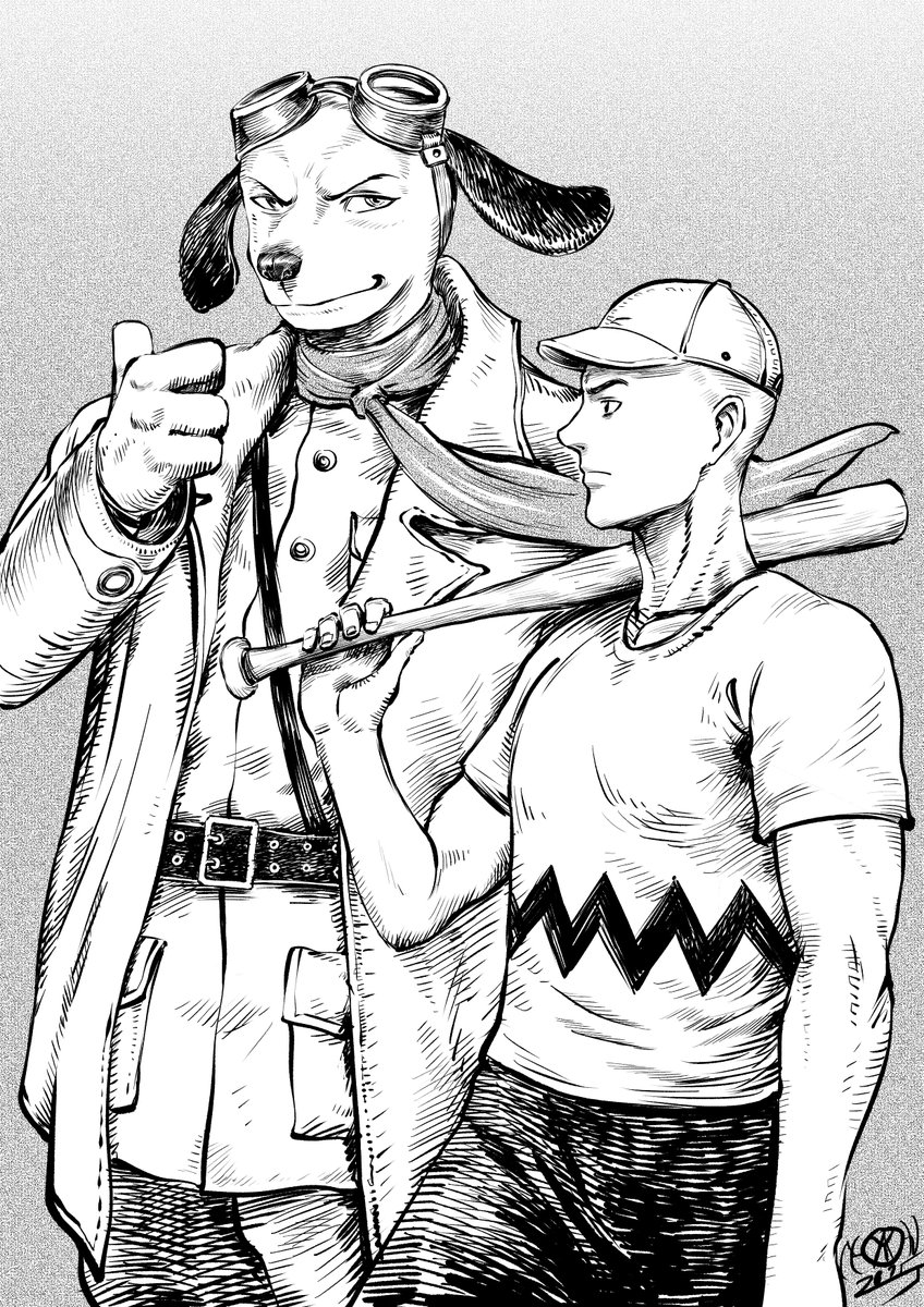 A piece for Drawn and Quartered Fan Edition Show this morning. The theme was Peanuts but I'm in the mood to draw something serious so I drew Charlie Brown grown up and Snoopy as a WW1 pilot (as he is  used to in the cartoon). #peanuts #snoopy #dnqfe #fanart #charliebrown