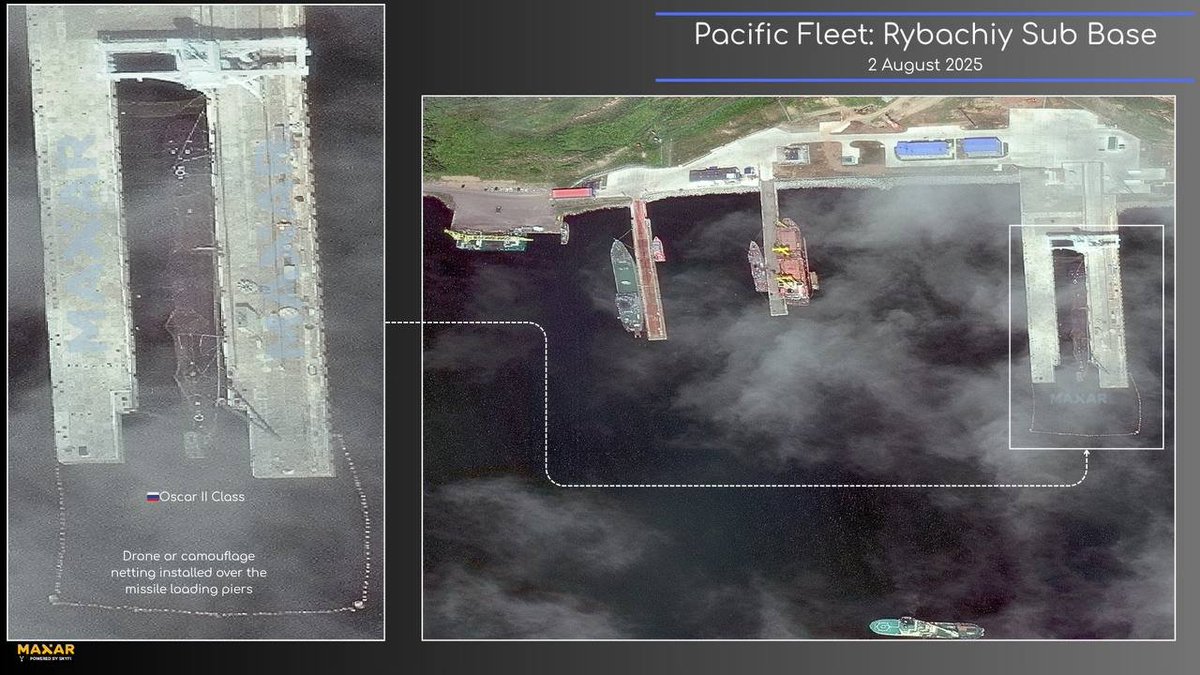 Russian forces have installed anti-drone nets at the Rybachy nuclear submarine base of the Pacific Fleet in Kamchatka, according to published images.
