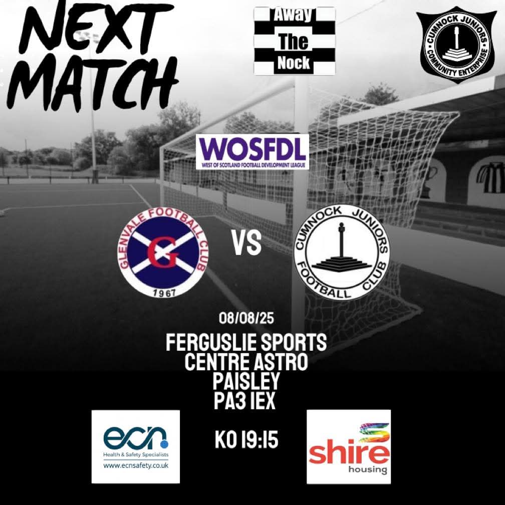 Friday 8th August is match day 2 in the WOSFDL League Cup group stage and it’s a trip to Paisley for the lads where they will face Glenvale FC U20’s at Ferguslie Sports Centre Astro, KO 19:15 ⚽️

Any travelling support would be great appreciated ⚫️⚪️⚫️ ATN
