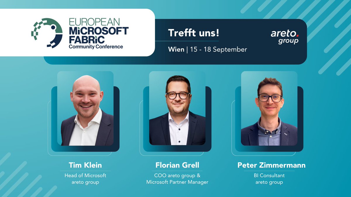 📢 Wir sind dabei! Trefft uns vom 15.–18. Sept. auf der Microsoft Fabric Community Conference in Wien – dem Event für Fabric, Power BI, Real-Time Intelligence &amp; AI. 🤝

📍Seid ihr auch vor Ort? Dann lass uns sprechen!
#MicrosoftFabricCommunityConference