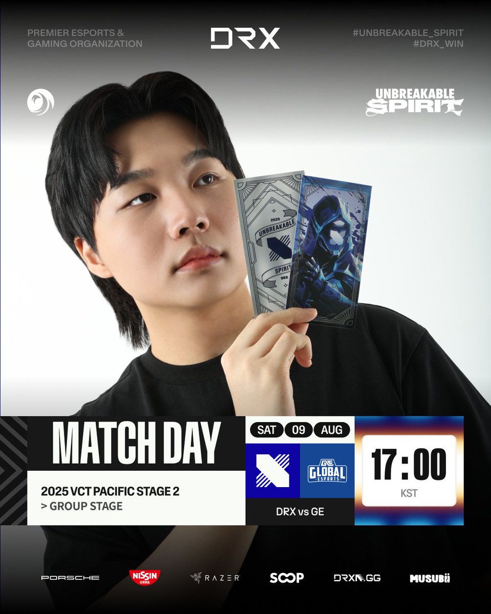 🏆 2025 #VCTPacific Stage 2
⚔️ Group Stage
🆚 Global Esports
⏰ Aug 09. 17:00 KST
📺 EN. twitch.tv/valorant_pacif…
📺 KR. ch.sooplive.co.kr/valorant

#UnbreakableSpirit #JoinTheBlueLegacy