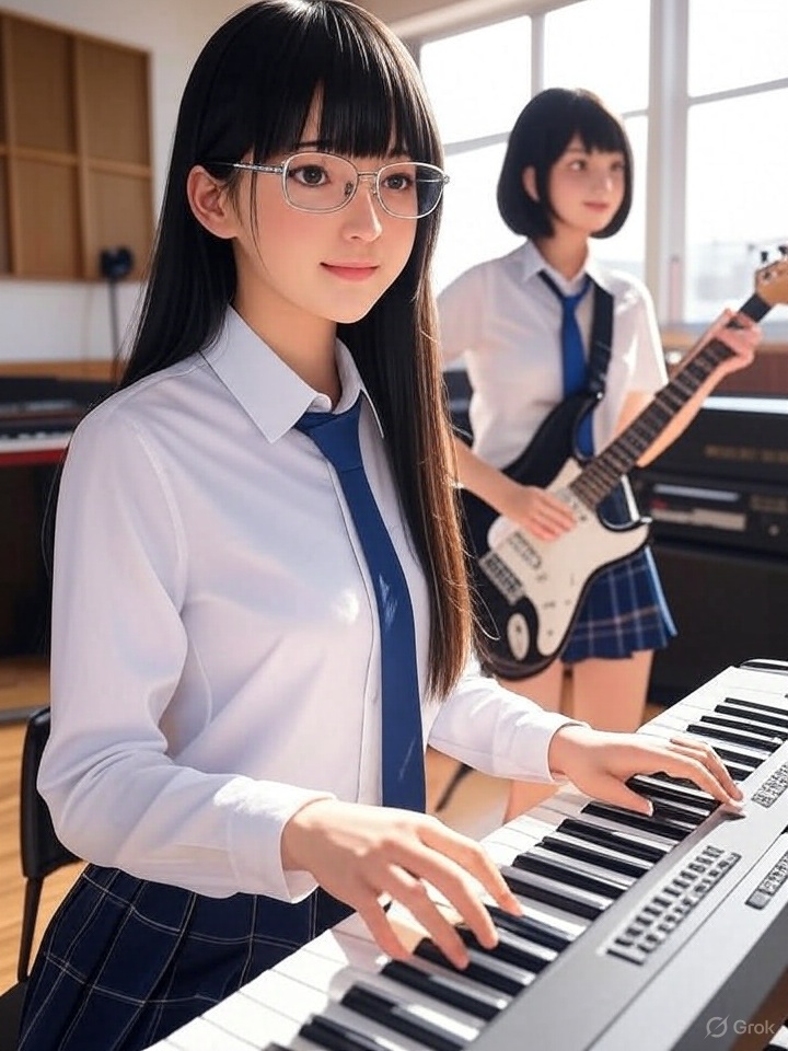 MEGANE_Kinusaki's tweet image. 内気な眼鏡っ娘「彩花」が音楽で輝く！ 青春小説『彩光の詩』、なろうにて連載準備中！

この小説のメインキャラ、主人公の「彩花」（手前）と、親友の「凛」（奥）のビジュアルイメージです。

対照的な二人が支え合い、青春の音を響かせる、愛と友情のドラマにご期待ください！（第一部全20話予定）