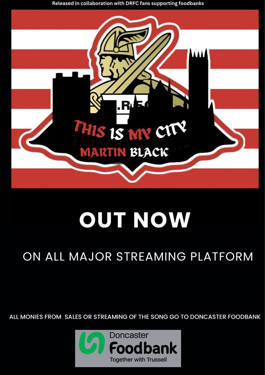 Martin Black (@martinblack88) on Twitter photo My single “This is my city” is out now.
Stream via the below link.
social.tunecore.com/linkShare?link…
This is more than just a song, it’s a rally cry for community spirit.
All monies the song raises will go to <a href="/DonnyTTFoodbank/">DoncasterFoodbank</a>
This is pride! This is passion!
This is my city!
#drfc My single “This is my city” is out now.
Stream via the below link.
social.tunecore.com/linkShare?link…
This is more than just a song, it’s a rally cry for community spirit.
All monies the song raises will go to <a href="/DonnyTTFoodbank/">DoncasterFoodbank</a>
This is pride! This is passion!
This is my city!
#drfc