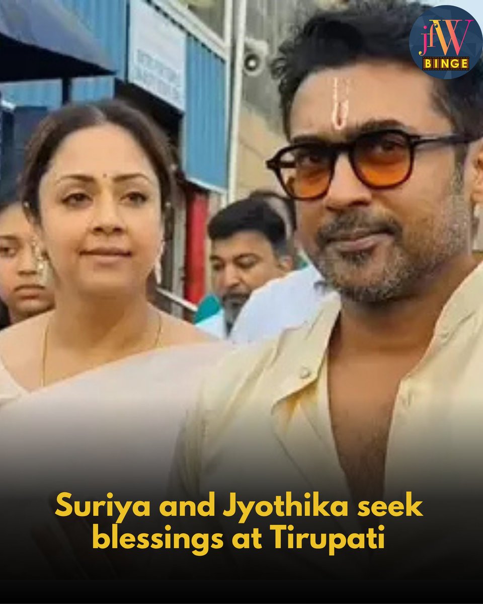 jfwdigital's tweet image. Suriya and Jyothika, along with their family, visited the Tirumala Tirupati temple 
#suryasivakumar #jyothika