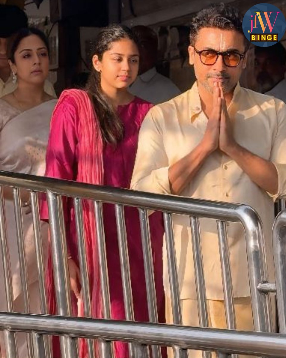 jfwdigital's tweet image. Suriya and Jyothika, along with their family, visited the Tirumala Tirupati temple 
#suryasivakumar #jyothika