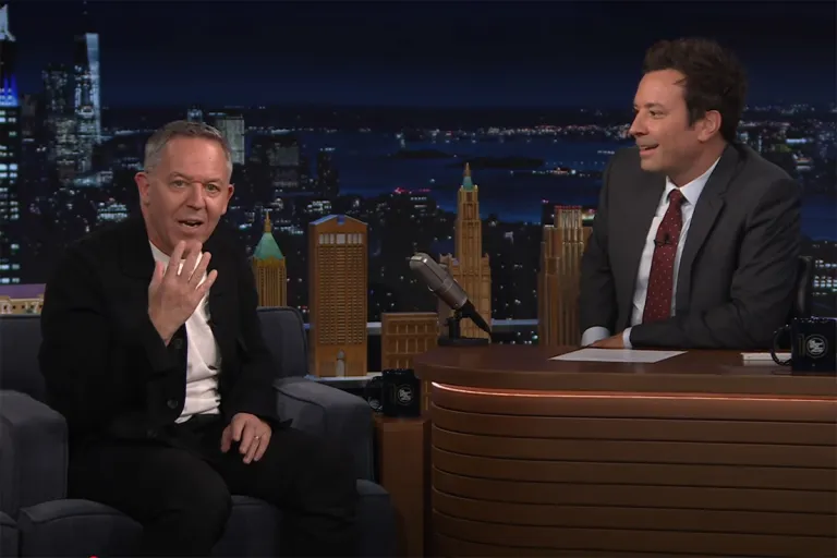 Variety's tweet image. Fox News host Greg Gutfeld met Jimmy Fallon with a hug on "The Tonight Show."
Gutfeld's appearance came weeks after he highlighted that he draws a bigger audience than Stephen Colbert and argued that "The Late Show" was canceled because "you can't do a comedy show and a sermon…