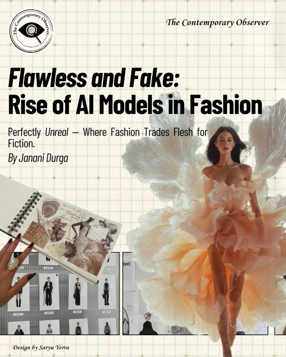 tco__official's tweet image. Pixel-perfect models, but what about the soul behind the lens? 
AI fashion is evolving and so is our idea of authenticity. ✨

🔗Tap the link below to read more🔗
lnkd.in/g9nc_d6h

#StyleAndTech #FutureOfFashion #InnovationInFashion #FlawlessAndFake #TechTrends #VogueVibes