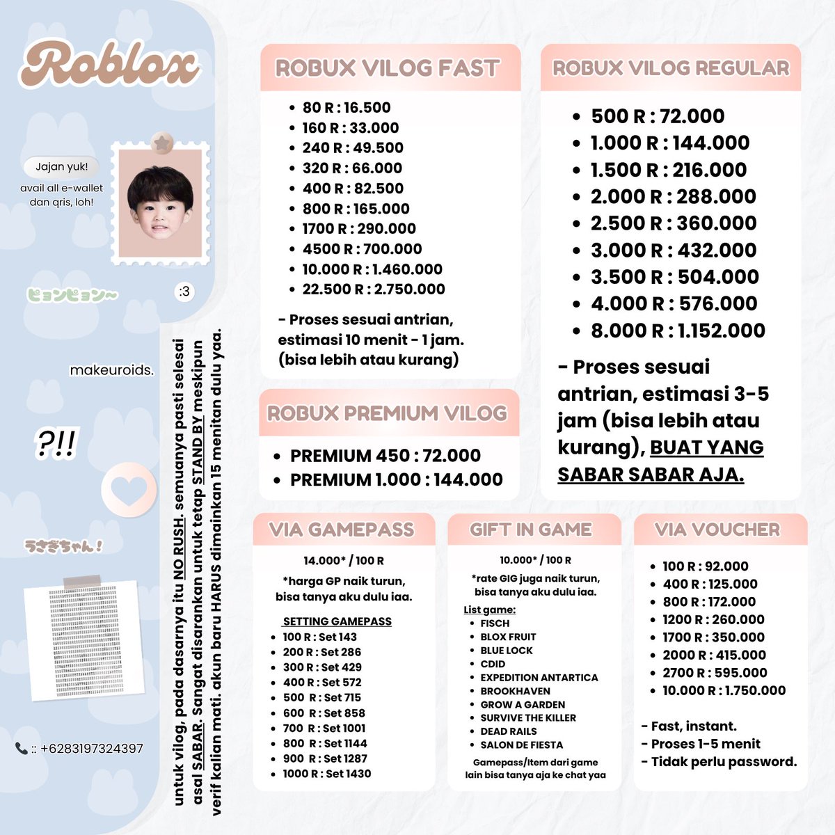 bunnifies's tweet image. yang nyari robux bisa ke kyra ya @makeuroids #zonauang