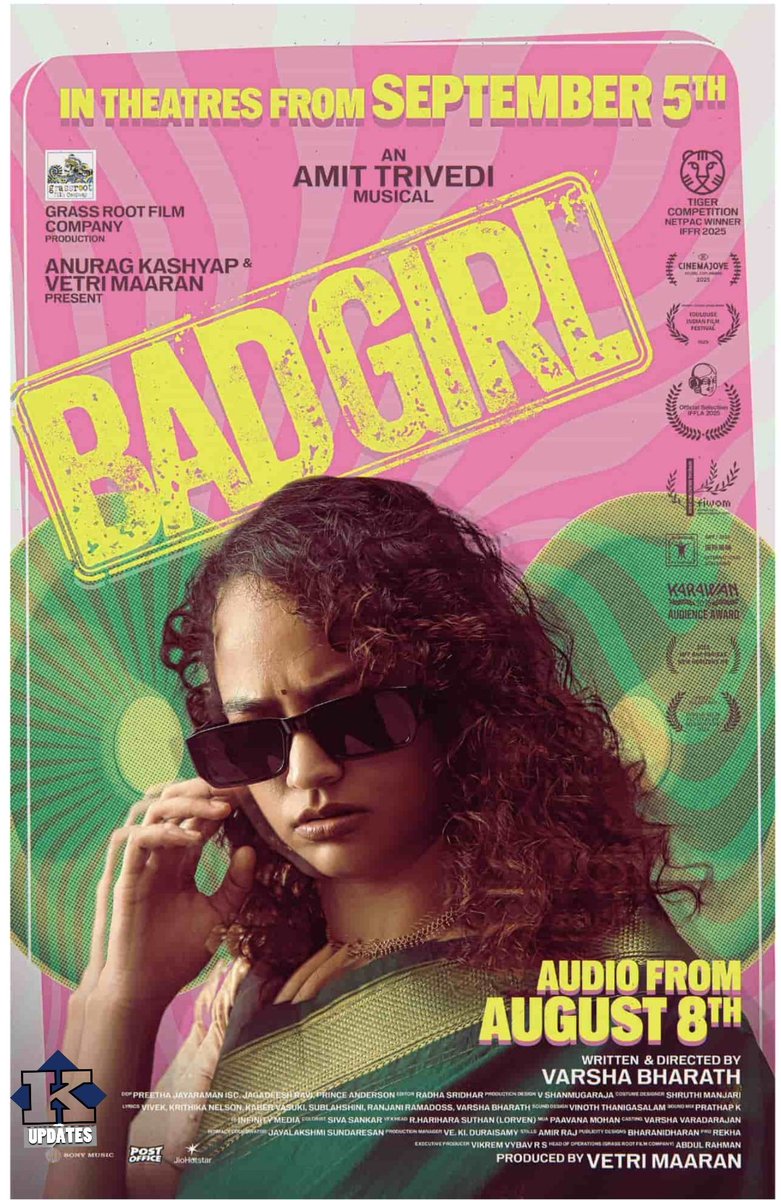 Kollywood Updates (@kollyupdates) on Twitter photo #BadGirl in Theatres From September 8th
Audio From Today
#BadGirlMovie #BadGirlTheMovie
#VarshaBharath #AnjaliSivaraman <a href="/anuragkashyap72/">Anurag Kashyap</a> <a href="/GrassRootFilmCo/">Grass Root Film Co</a> <a href="/ItsAmitTrivedi/">Amit Trivedi</a> <a href="/shanthipriya333/">shanthi priya</a> <a href="/hridhuharoon/">Hridhu Haroon</a> <a href="/Iamteejaymelody/">TeeJay Arunasalam</a> <a href="/SaranyaRavicha7/">Saranya Ravichandran</a> <a href="/ShruthiManjari/">Shruthi Manjari</a> #BadGirl in Theatres From September 8th
Audio From Today
#BadGirlMovie #BadGirlTheMovie
#VarshaBharath #AnjaliSivaraman <a href="/anuragkashyap72/">Anurag Kashyap</a> <a href="/GrassRootFilmCo/">Grass Root Film Co</a> <a href="/ItsAmitTrivedi/">Amit Trivedi</a> <a href="/shanthipriya333/">shanthi priya</a> <a href="/hridhuharoon/">Hridhu Haroon</a> <a href="/Iamteejaymelody/">TeeJay Arunasalam</a> <a href="/SaranyaRavicha7/">Saranya Ravichandran</a> <a href="/ShruthiManjari/">Shruthi Manjari</a>