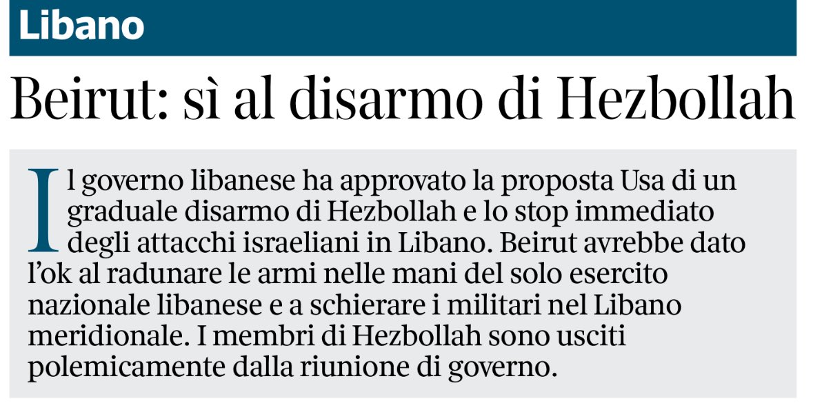 La sconfitta di Hezbollah (Iran) è un risultato epocale per Israele.
L’IDF è riuscito laddove l’UNIFIL ha fallito per 46 anni.
I vari “Parsi” non si scuseranno e i trafiletti sui giornali diventeranno sempre più striminziti 👇 
Ma non è importante.
Il cerchio si sta chiudendo.