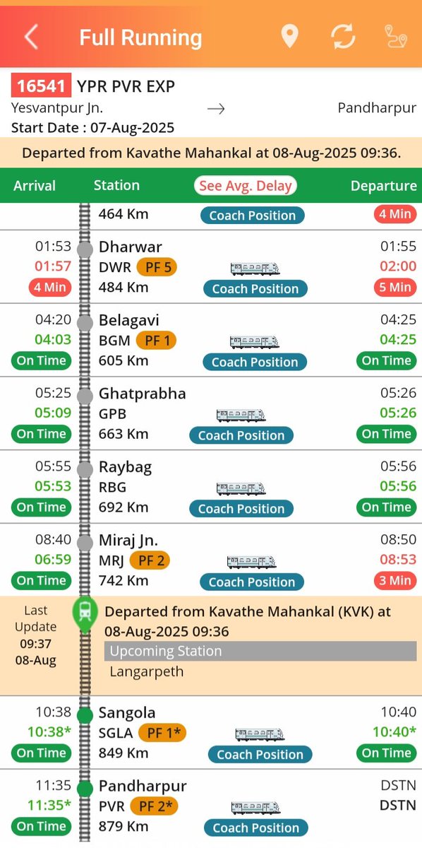 Krishna A S (@krishna53628681) on Twitter photo <a href="/SWRRLY/">South Western Railway</a> <a href="/RailwaySeva/">RailwaySeva</a> <a href="/drmubl/">DRM Hubballi</a> <a href="/drmpune/">DRM Pune</a> <a href="/DRMSolapur/">DRM Solapur</a> 16541 train see the time difference between Raybag and Miraj almost 3 hrs for 50 Km and train will halt at miraj for almost 2hrs. Pls change the reaching timing at miraj around 7.15 AM and depart time 7.45. This time helps many <a href="/SWRRLY/">South Western Railway</a> <a href="/RailwaySeva/">RailwaySeva</a> <a href="/drmubl/">DRM Hubballi</a> <a href="/drmpune/">DRM Pune</a> <a href="/DRMSolapur/">DRM Solapur</a> 16541 train see the time difference between Raybag and Miraj almost 3 hrs for 50 Km and train will halt at miraj for almost 2hrs. Pls change the reaching timing at miraj around 7.15 AM and depart time 7.45. This time helps many