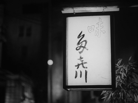 毎日黙々と小津安二郎の映画をつぶやく。

小津映画ではおなじみ料亭「多喜川」
看板は小津安二郎の手書き。

「晩春」1949