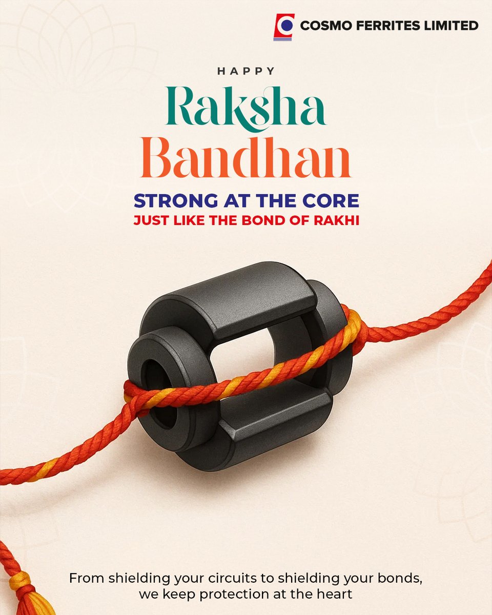 Cosmo_ferrites's tweet image. Wishing everyone a joyful and Happy Raksha Bandhan!

#RakshaBandhan #FestivalOfBonds #UnityAndTrust #CosmoFerrites #FamilySpirit