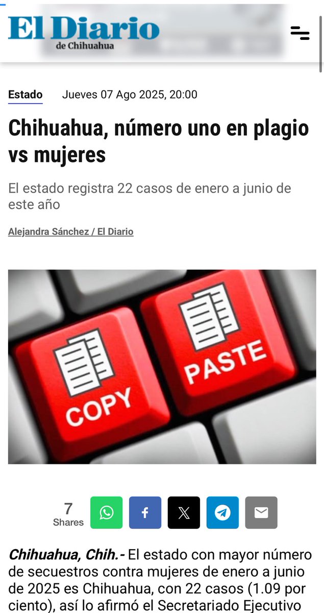 Plagio según los medios.