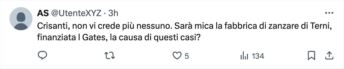 sonoclaudio's tweet image. Oggi ho scoperto che, a Terni, c'è una fabbrica di zanzare (servono a diffondere il #westnile in 🇮🇹) di proprietà di Bill Gates.
Ovviamente, tutte le zanzare prodotte nello stabilimento escono con #Windows11 preinstallato senza l'antivirus #WindowsDefender, e funzionalità #5G di…