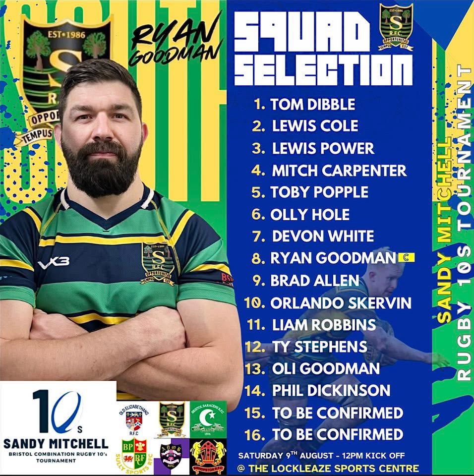 🚨 Squad Announcement 🚨 

Here is your squad heading to the Sandy Mitchell 10s tournament at the lockleaze sports centre! 2 players to be confirmed in due course. 

Please come on down to support the lads

See you all on Saturday! 

UTM 💚💙