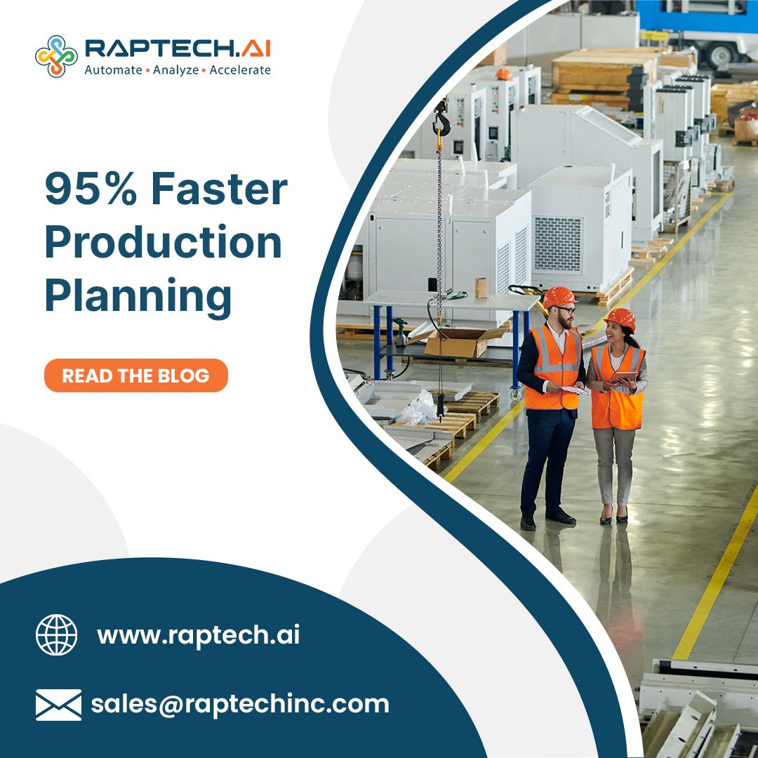 Raptech_AI's tweet image. 💡 AI schedulers save hours daily and lift throughput ~15%. If you’re still in spreadsheets, it’s time to level up.

Our blog shows 95% faster planning, 25% better on-time delivery, 15% lower expediting

Read: tinyurl.com/3e4h4ht3 

#AI #Manufacturing