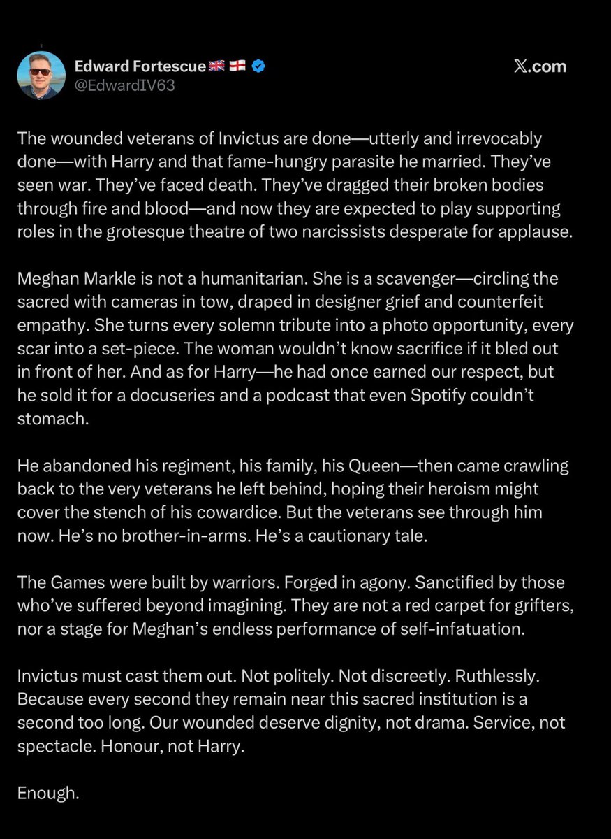 The Vintage Read Show (@vintagereadyt) on Twitter photo Brutal but very honest. I agree, if <a href="/WeAreInvictus/">Invictus Games Foundation 💛🖤</a> doesn’t want to end up like Sentebale, they need to take decisive action now. Brutal but very honest. I agree, if <a href="/WeAreInvictus/">Invictus Games Foundation 💛🖤</a> doesn’t want to end up like Sentebale, they need to take decisive action now.