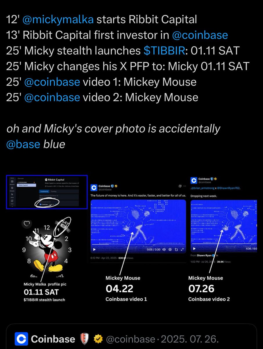 Ribbit Capitalの投資とミッキーマウスのヒントを含む$TIBBIRステルスローンチ手がかりのタイムライン
