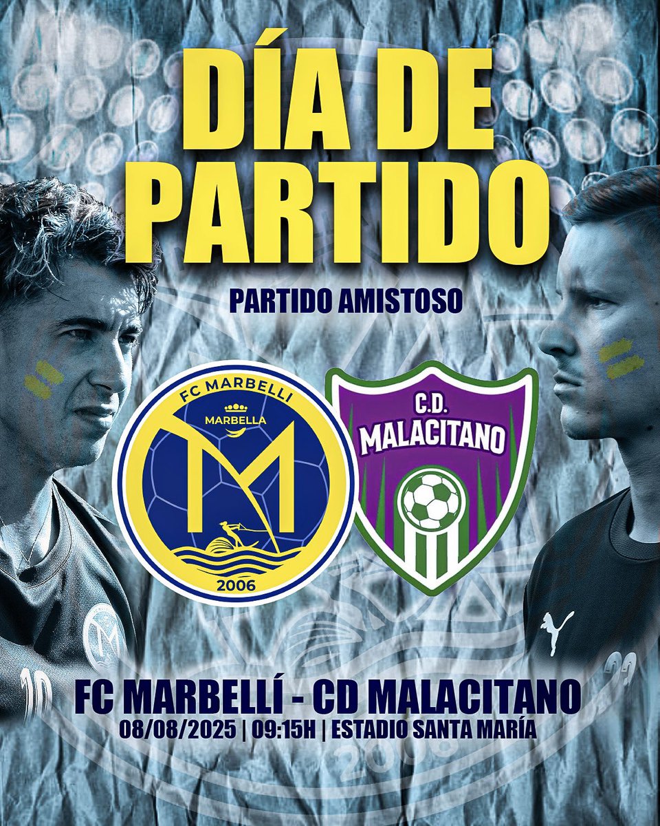 🔥 ¡ᴅɪ́ᴀ ᴅᴇ ᴘᴀʀᴛɪᴅᴏ! 

🆚 CD Malacitano
⌚️ 09:15H
🏟️ Estadio Santa María (Las Chapas)
🤝🏽 Partido amistoso
⚠️ Partido a puerta cerrada