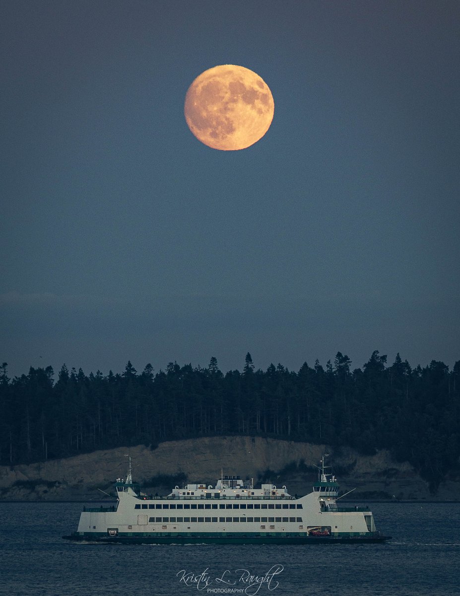 Moonrise over Marrowstone Island and the M/V Salish Thursday night.