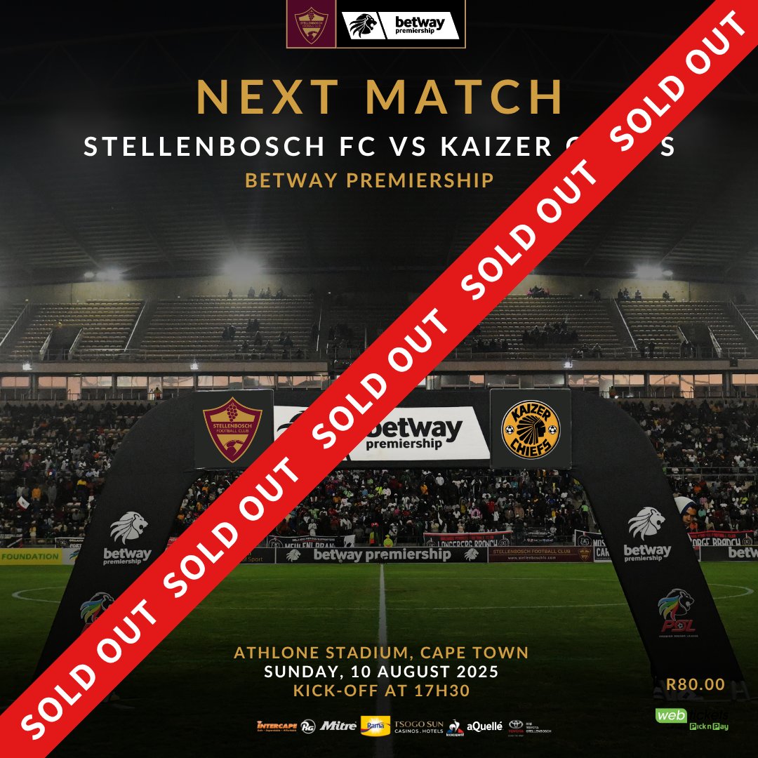 ⚠️ Tickets for Sunday's #BetwayPrem encounter against <a href="/KaizerChiefs/">Kaizer Chiefs</a> have been 𝘀𝗼𝗹𝗱 𝗼𝘂𝘁 🙅‍♂️

Strictly no tickets will be sold at the gate, and supporters are encouraged to arrive early to avoid congestion in and around the stadium 🏟️