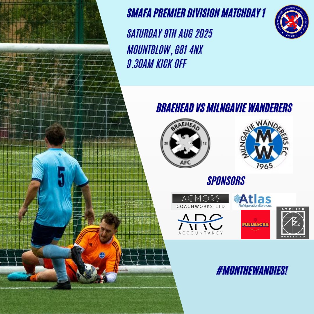 #FixtureFriday!

Tomorrow we begin our league campaign in the <a href="/OfficialSMAFA/">SMAFA</a> premier division with a trip to a strong <a href="/BraeheadAFC/">Braehead AFC</a> team.

MTW 💙 

<a href="/scottish_aff/">AmateurFixturesResultsSCO</a>