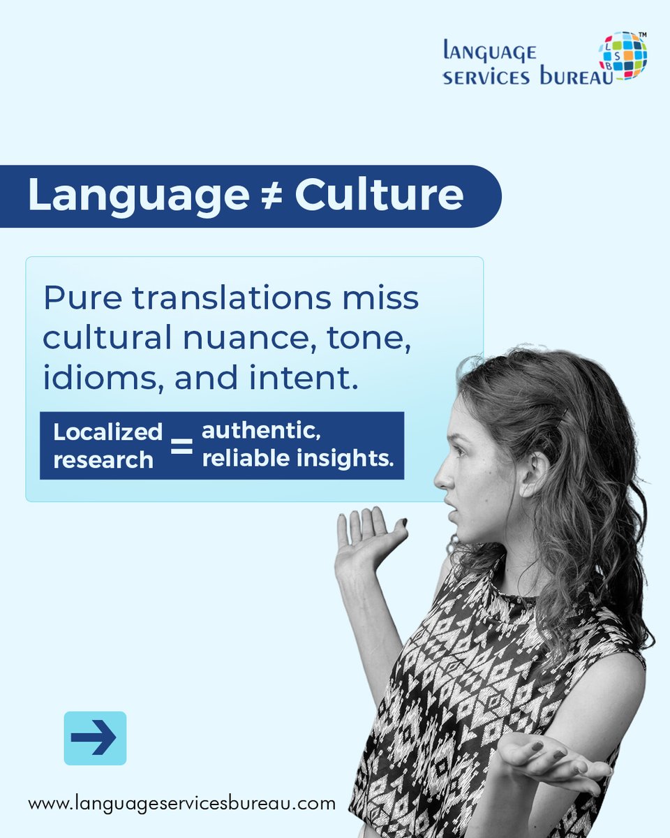 language_bureau's tweet image. Market research reveals cultural preferences, tone, and buying behavior—so your message lands right.
Localize with purpose. Partner with Language Services Bureau now.
#localizationmatters #marketresearch #GoGlobal #translation #languagesservicesbureau