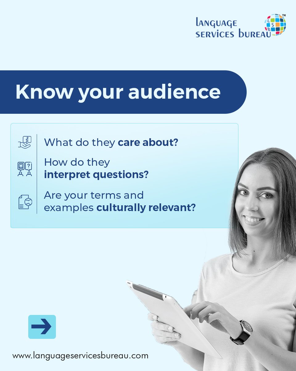language_bureau's tweet image. Market research reveals cultural preferences, tone, and buying behavior—so your message lands right.
Localize with purpose. Partner with Language Services Bureau now.
#localizationmatters #marketresearch #GoGlobal #translation #languagesservicesbureau